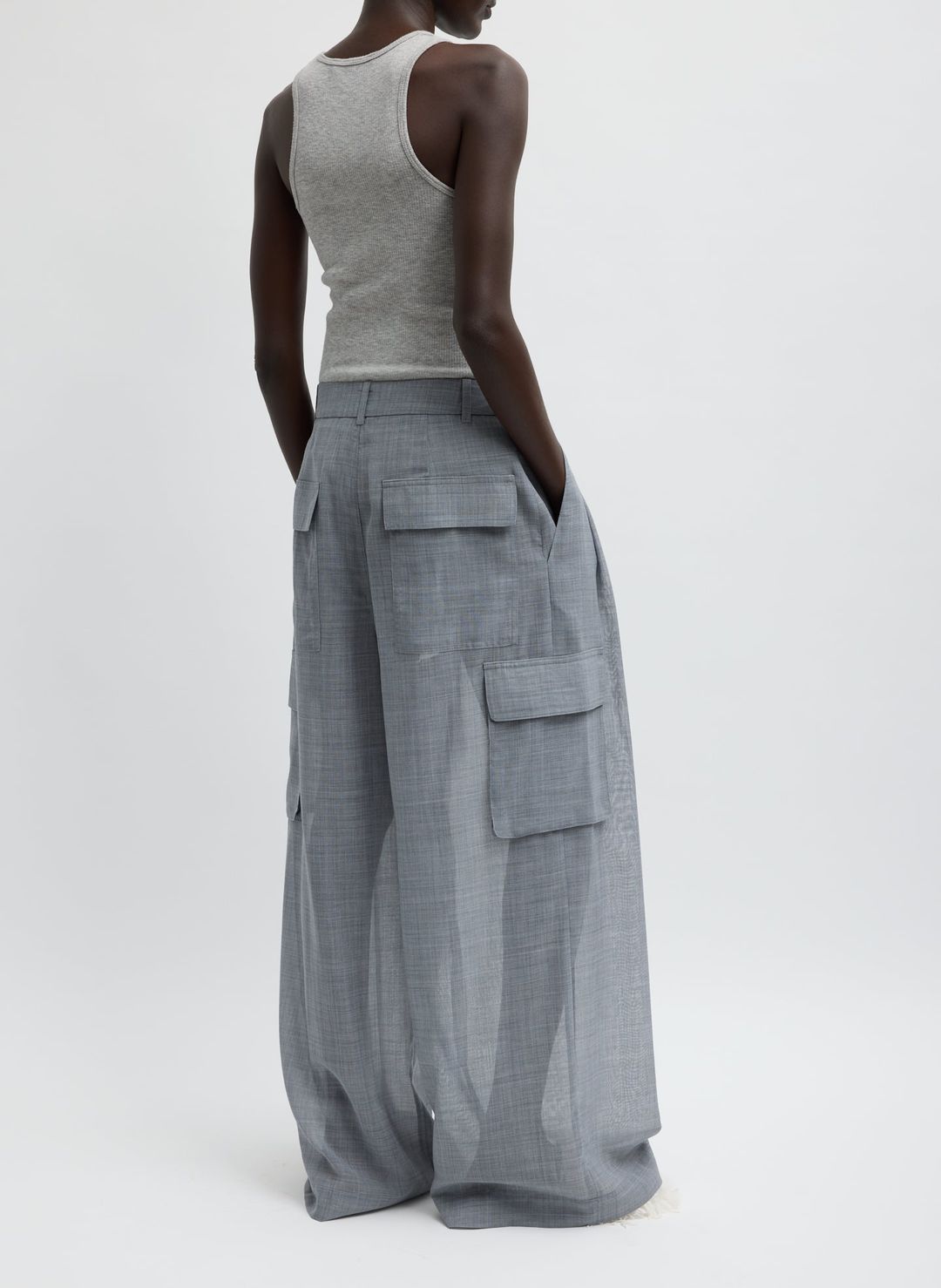 Sheer Wool Gauze Triple Pleat Pant #3