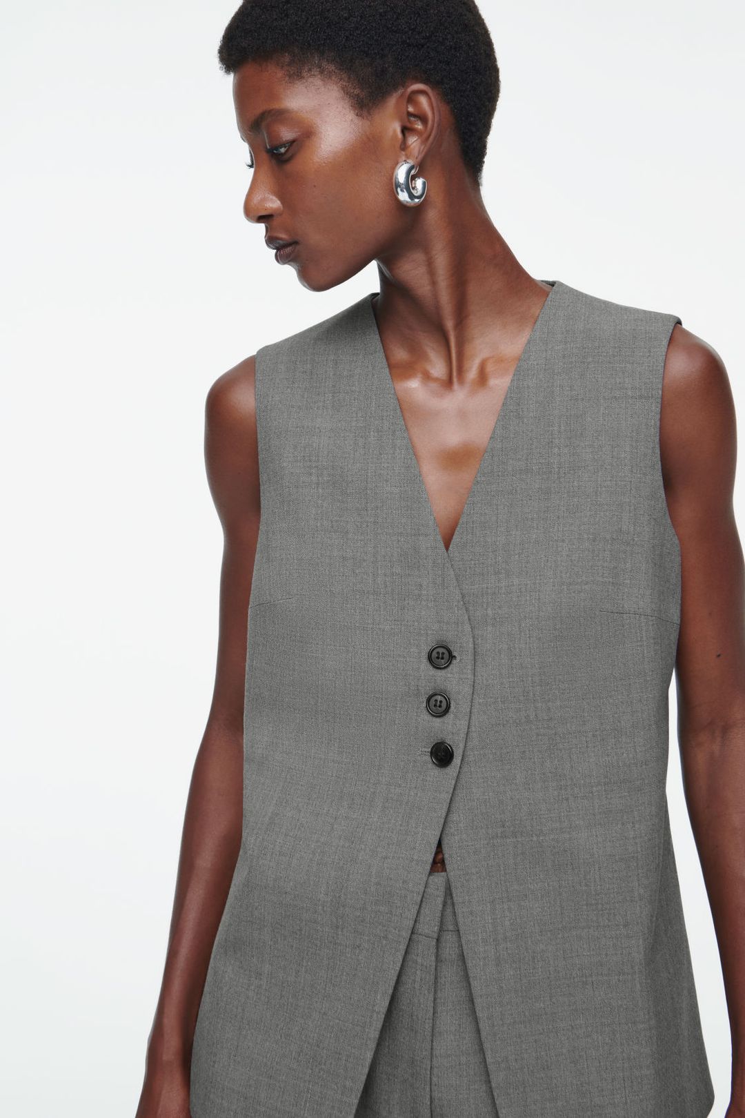 LONGLINE TAILORED TWILL VEST