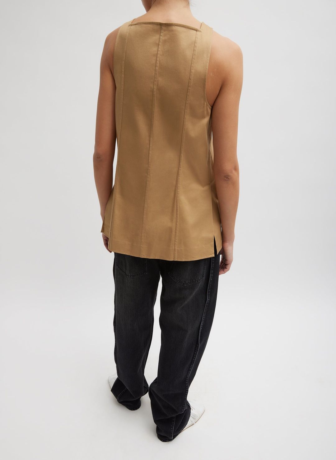 Chino Slit Front Sleeveless Tunic #6