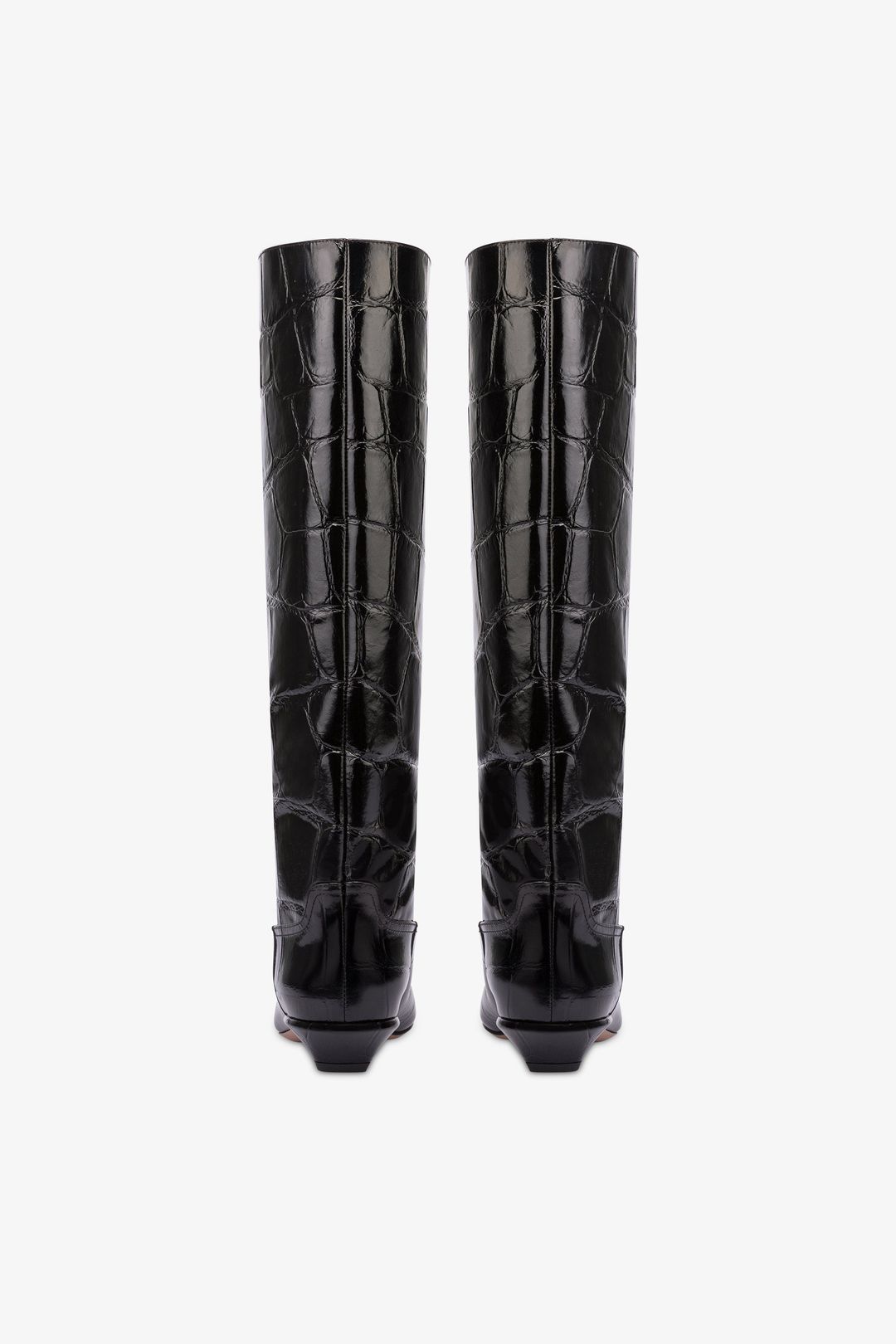 Knee-high boots in black maxi croco-embossed leather #4