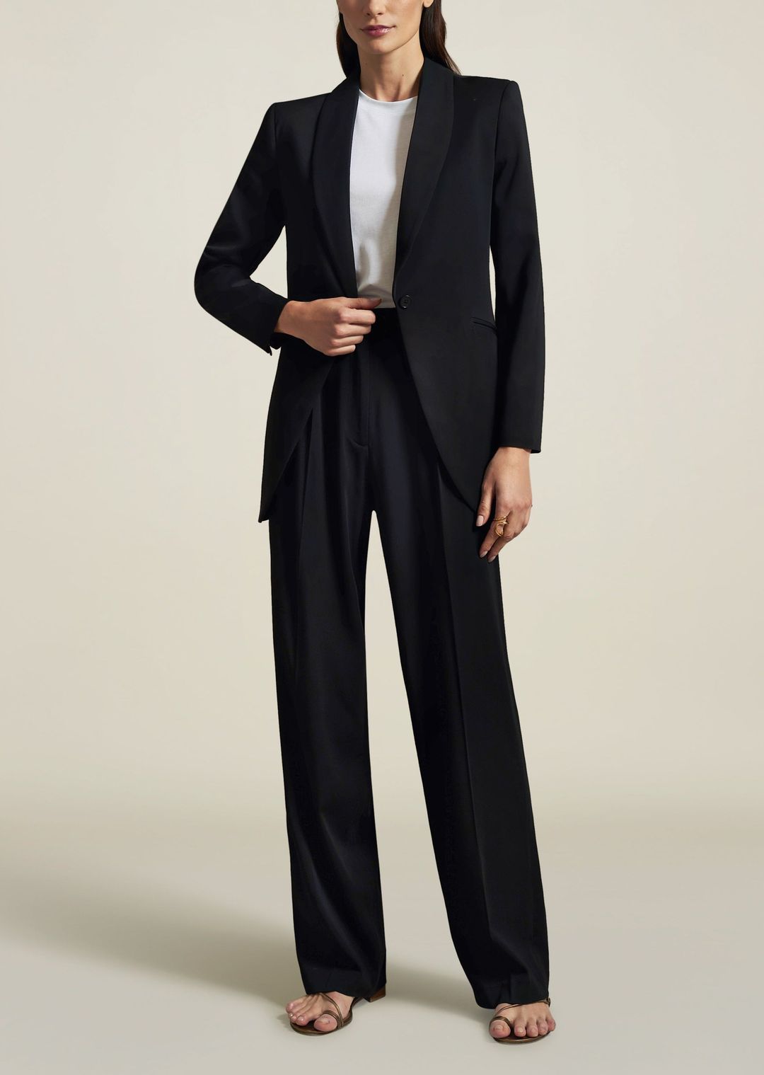 Mia Shawl Collar Blazer in Black Sporty Suiting