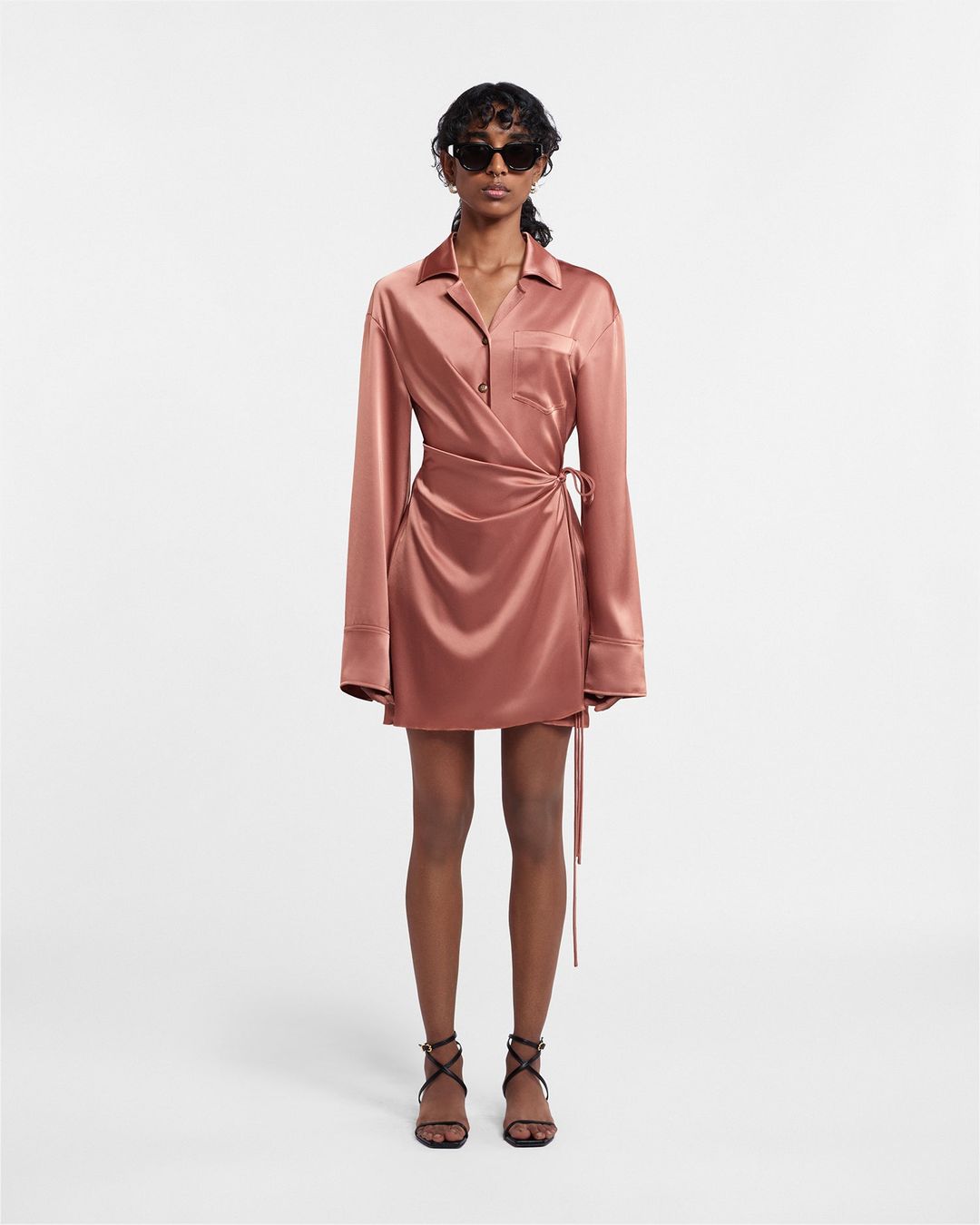 Xaviera - Sale Slip Satin Mini Dress - Brown Terra