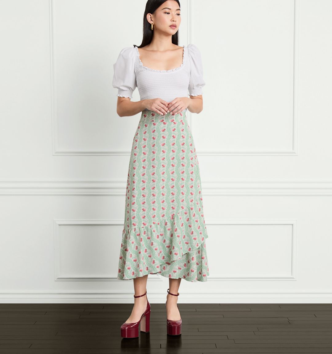 The Mirabel Skirt - Trailing Vine Multi Crepe