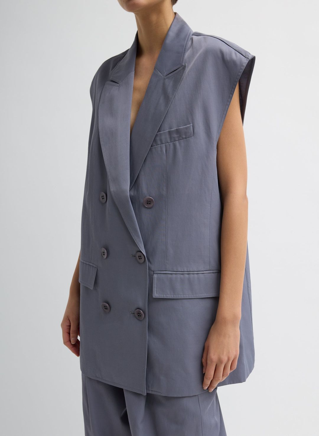 Drapey Suiting Oversized Double Breasted Vest