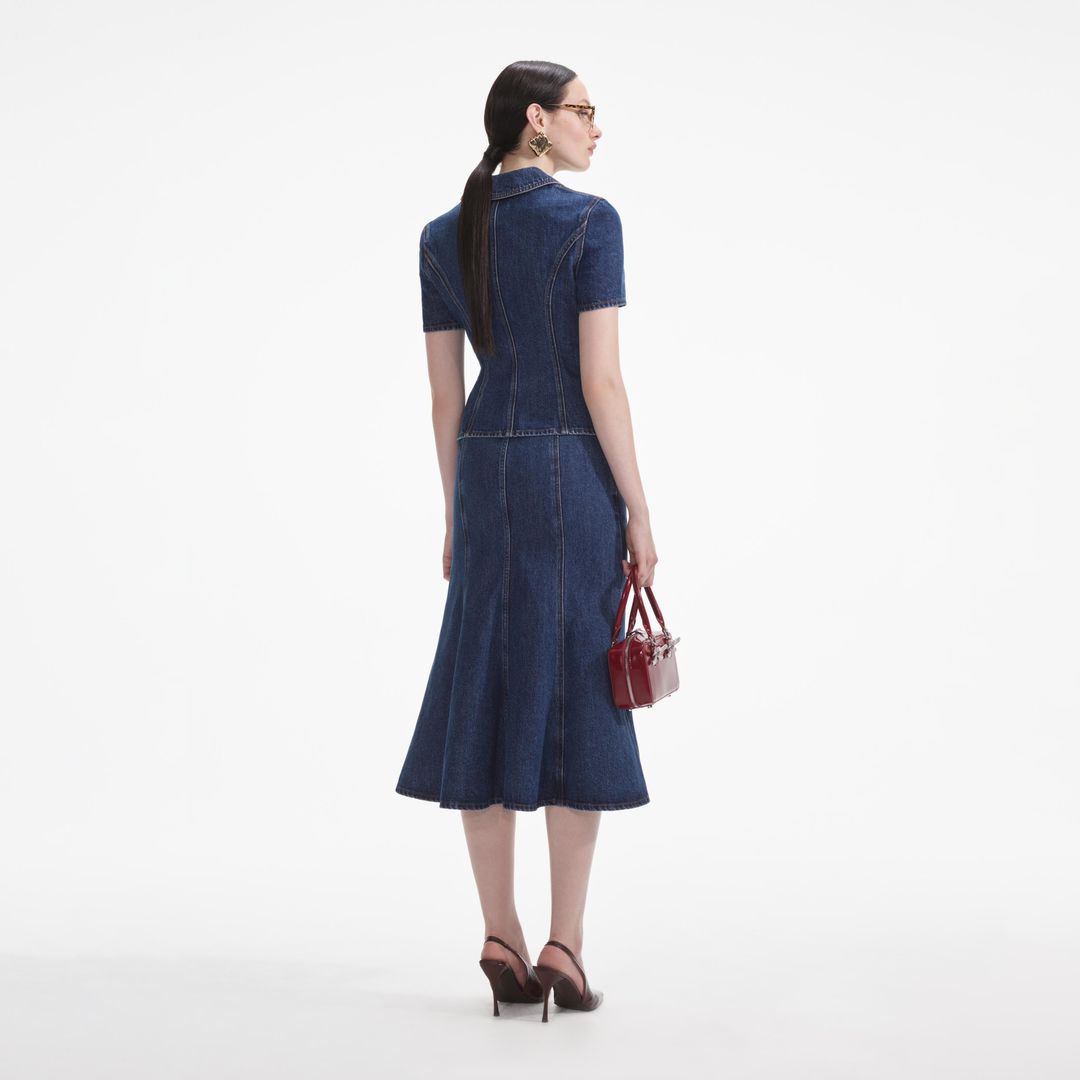 Flared Denim Midi Dress #3