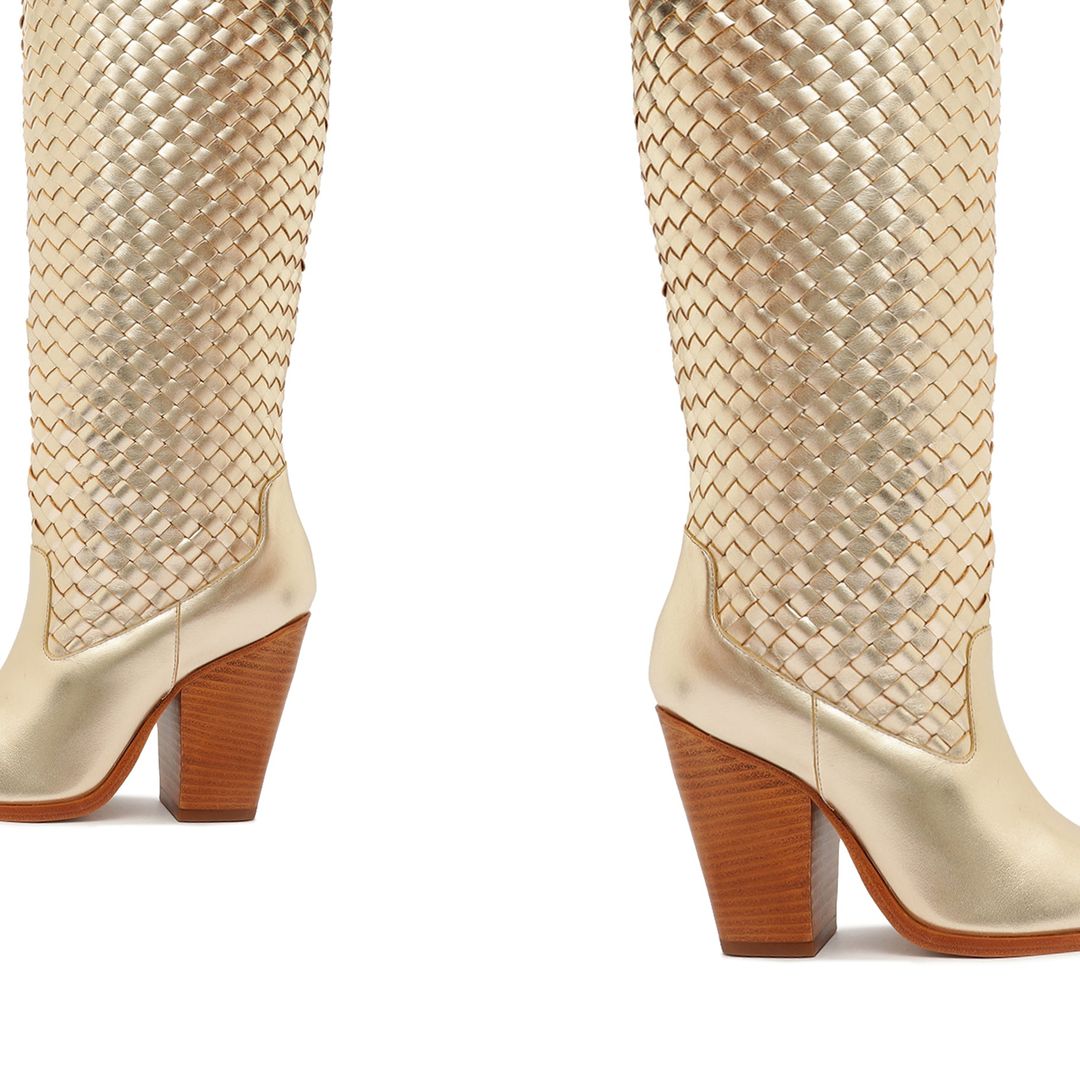 Ella Woven Metallic Leather Boot #4