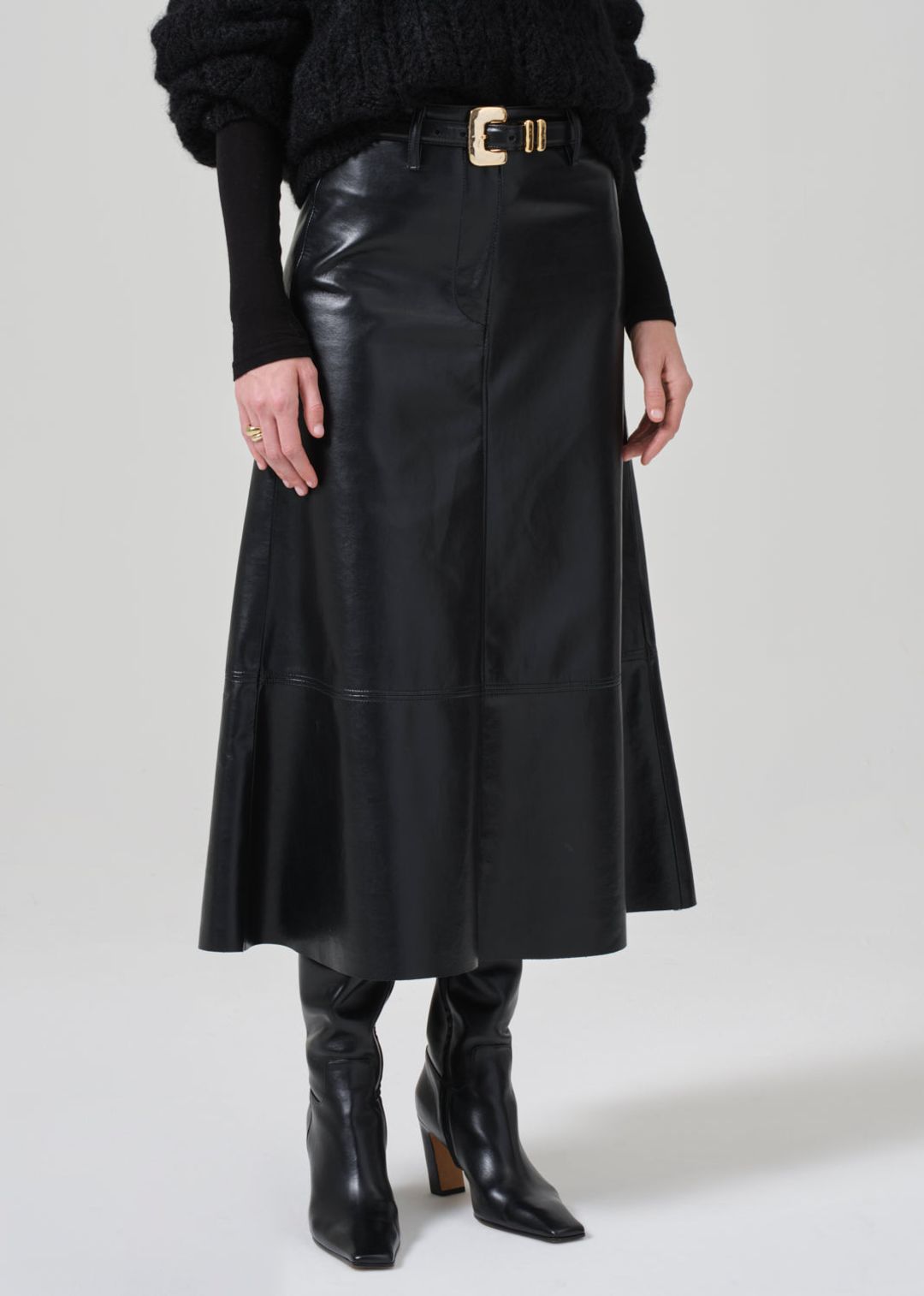 Cassia Leather Skirt in Black #4