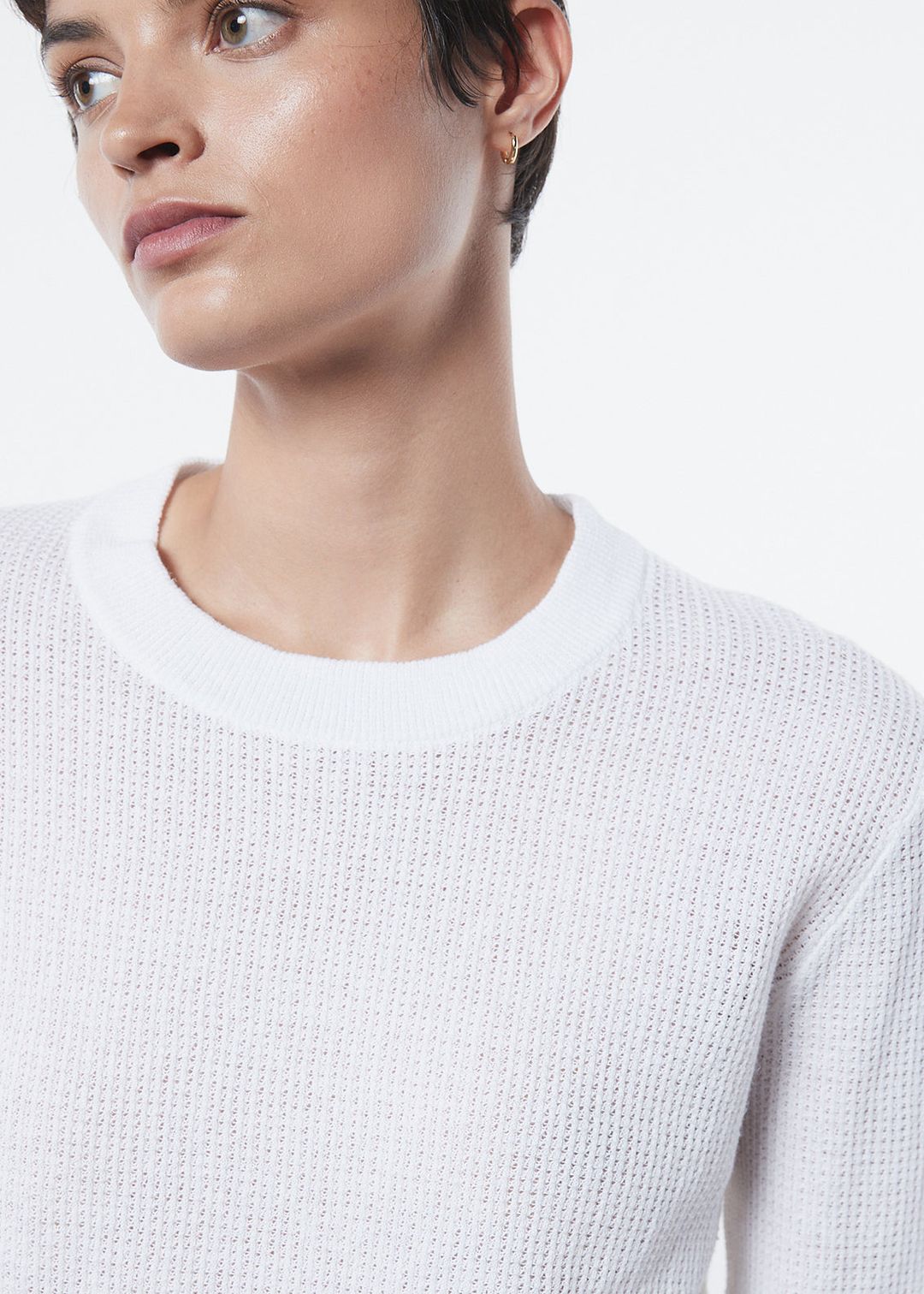 Linen Open Knit Crewneck | White #4