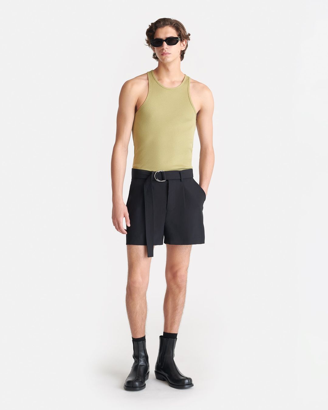 Aleksy - Ribbed Jersey Tank Top - Olive Green #3