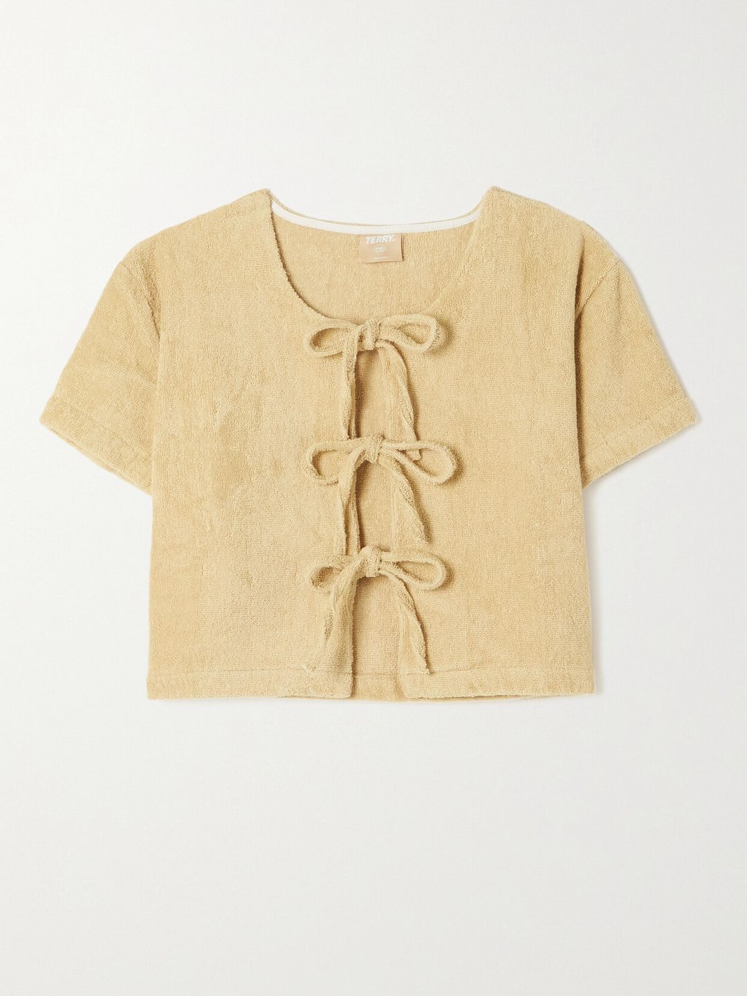 Tie-front cotton-terry top