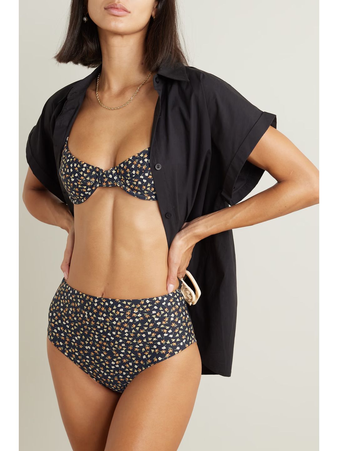 The High Waist floral-print recycled bikini briefs