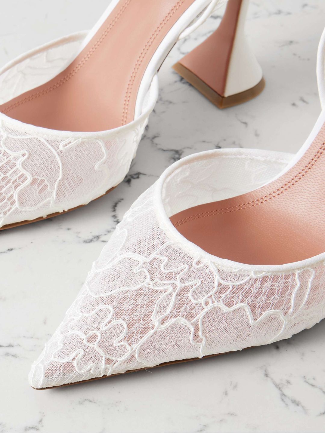 Holli lace and leather slingback pumps #3