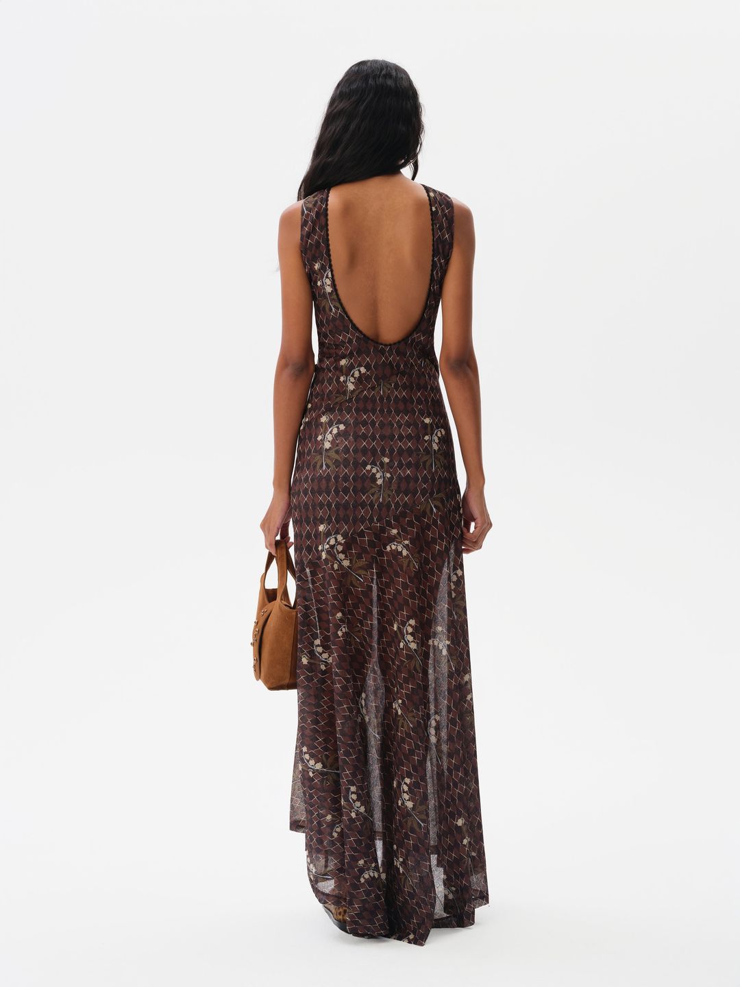 FENS - Open-back printed mesh maxi dress #3