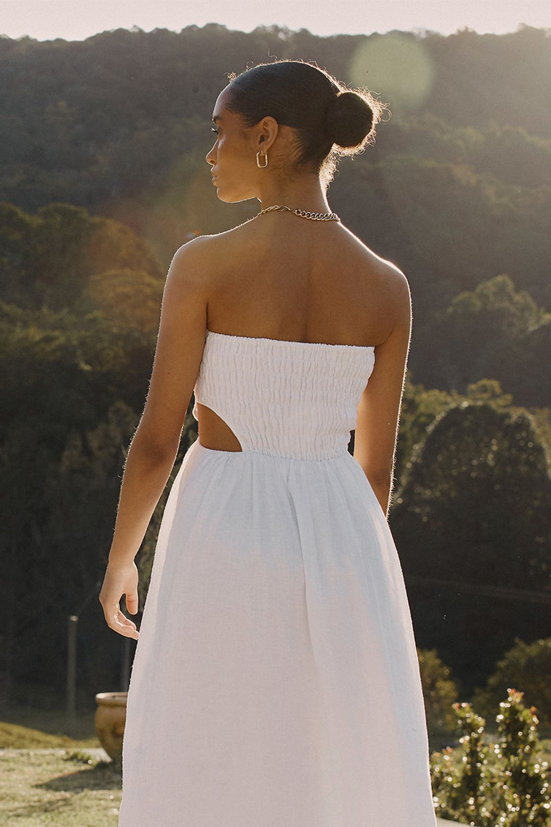 NELL WHITE LINEN MIDI DRESS #7