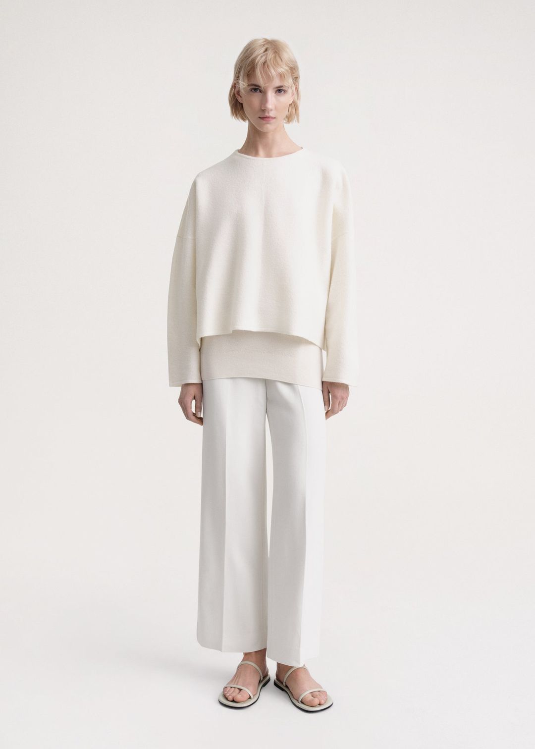 Felted merino knit off-white