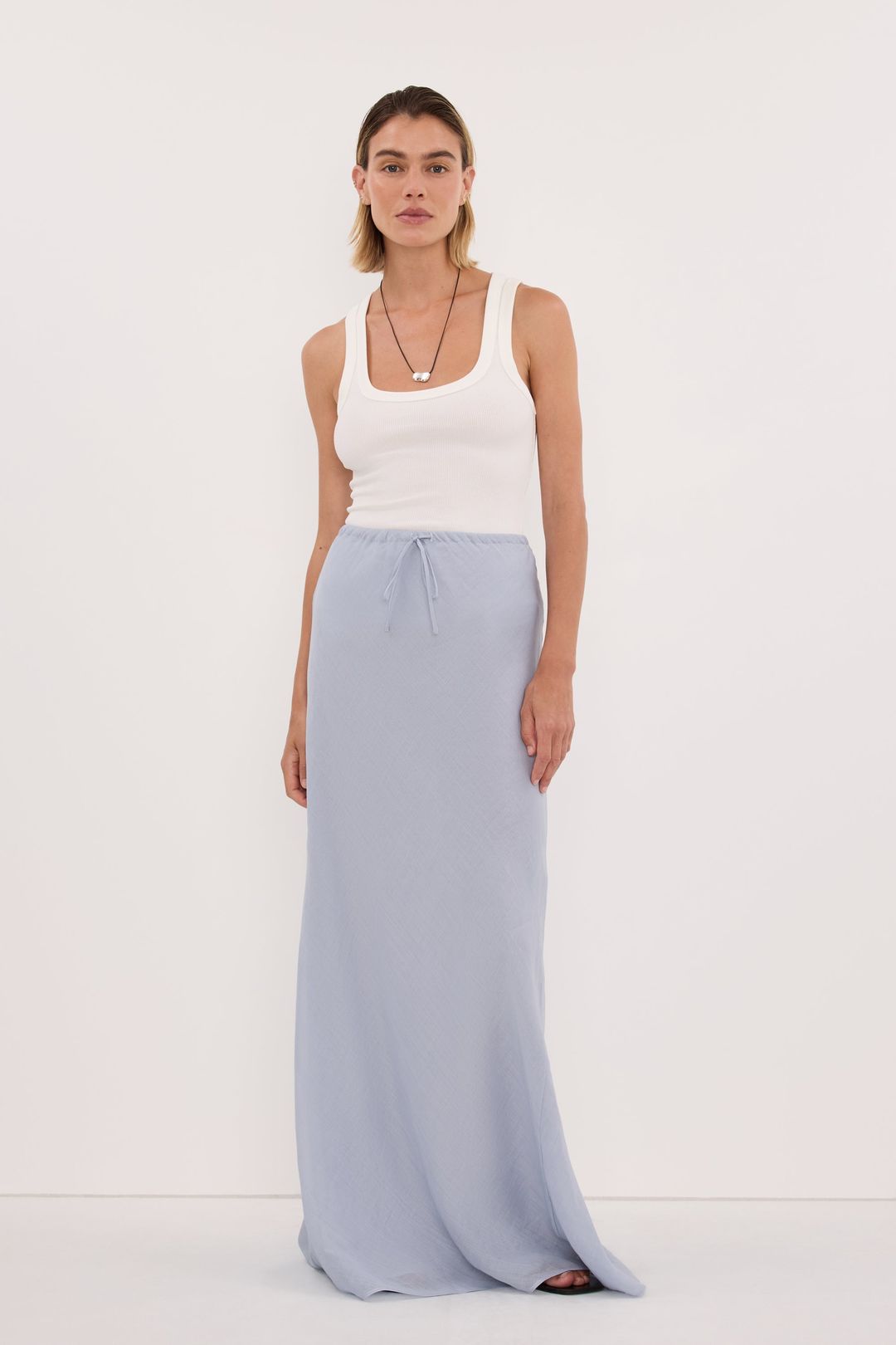 MAISON DUSTY BLUE RAMIE BIAS MAXI SKIRT #6