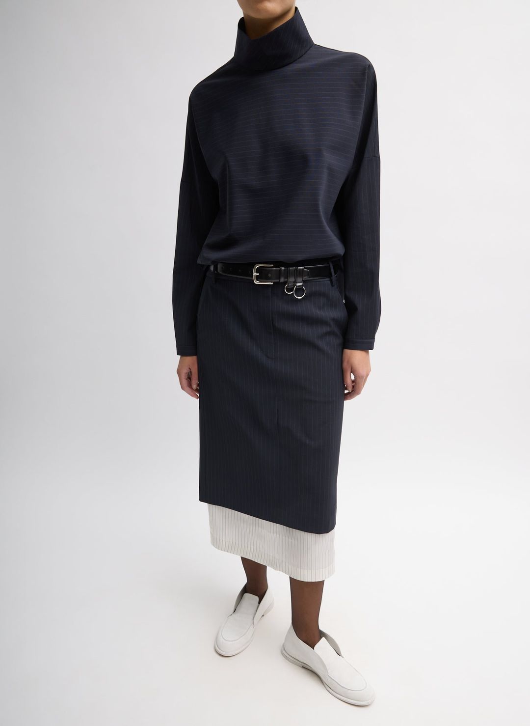 Mier Pinstripe Convertible Skirt