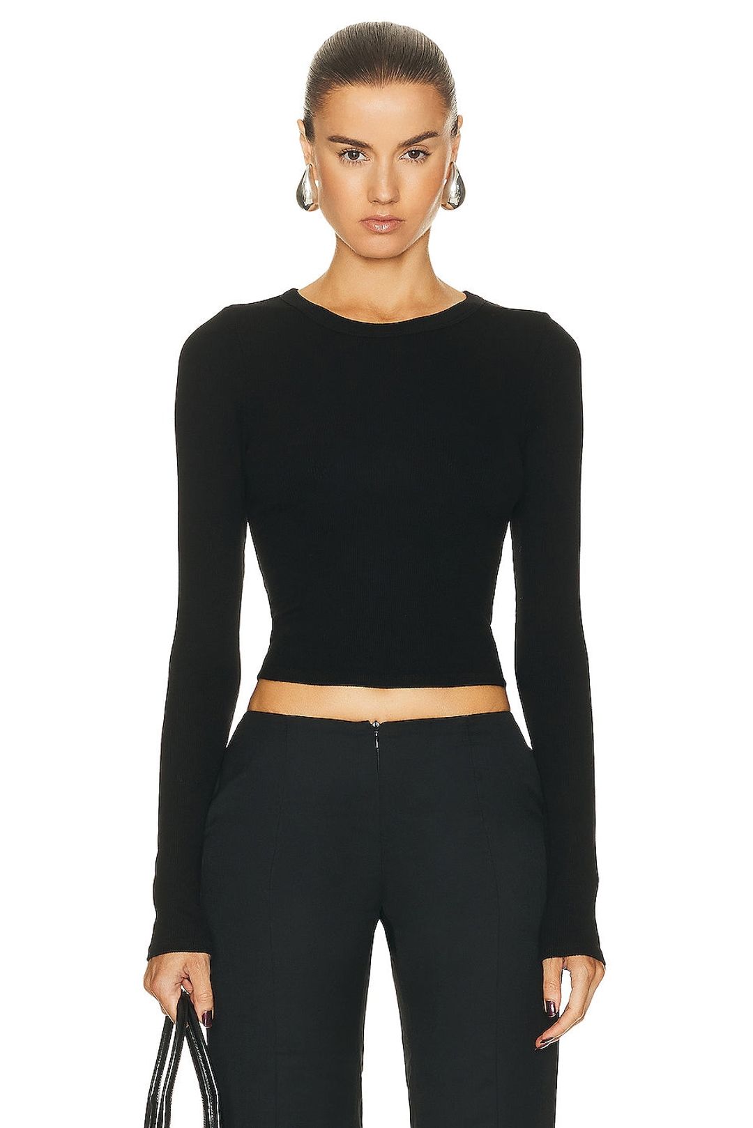 Silk Knit Long Sleeve Tuck Top #2