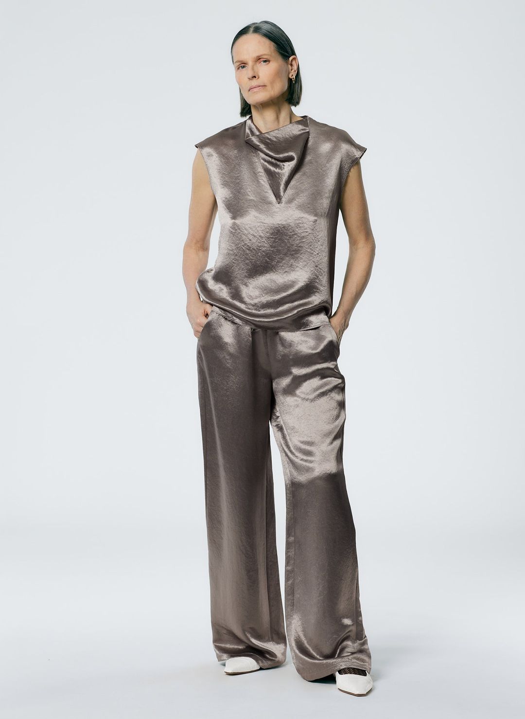 Sion Satin Wide Leg Pull On Pant