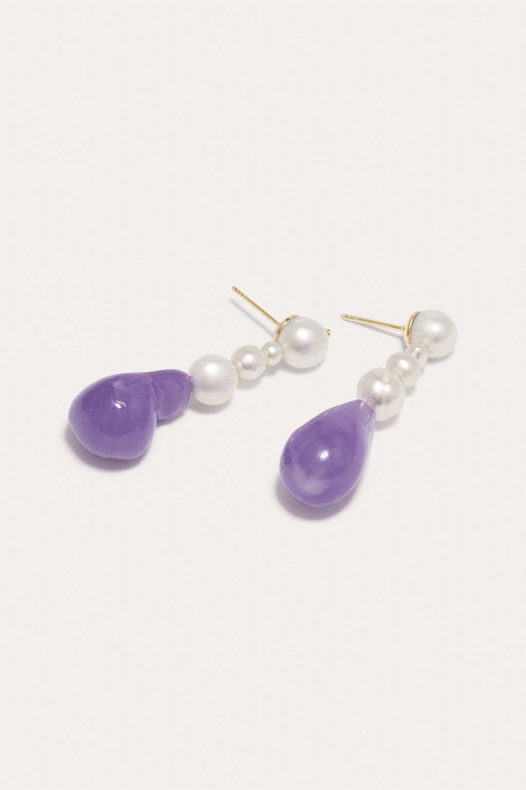 Pluck - Pearl and Lilac Bio Resin Gold Vermeil Earrings #5