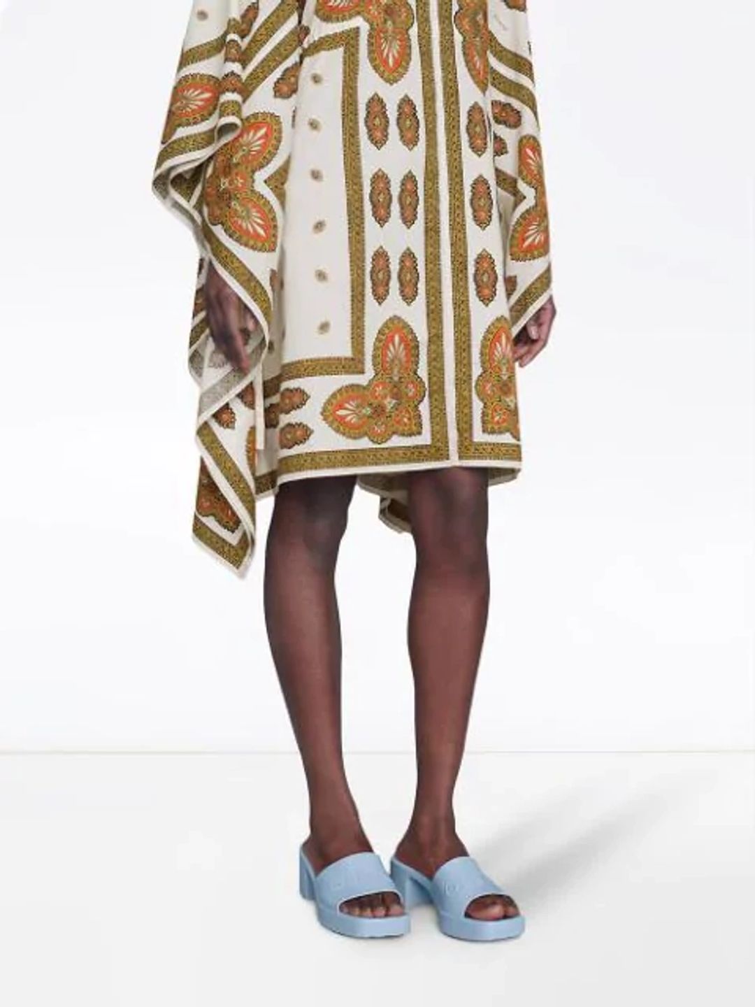 Rubber Logo Platform Slide Sandal In Light Blue #11