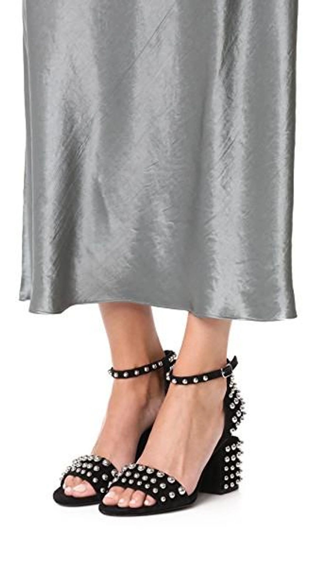 Abby Studded Tilt-heel City Sandal, Clay In Black #15