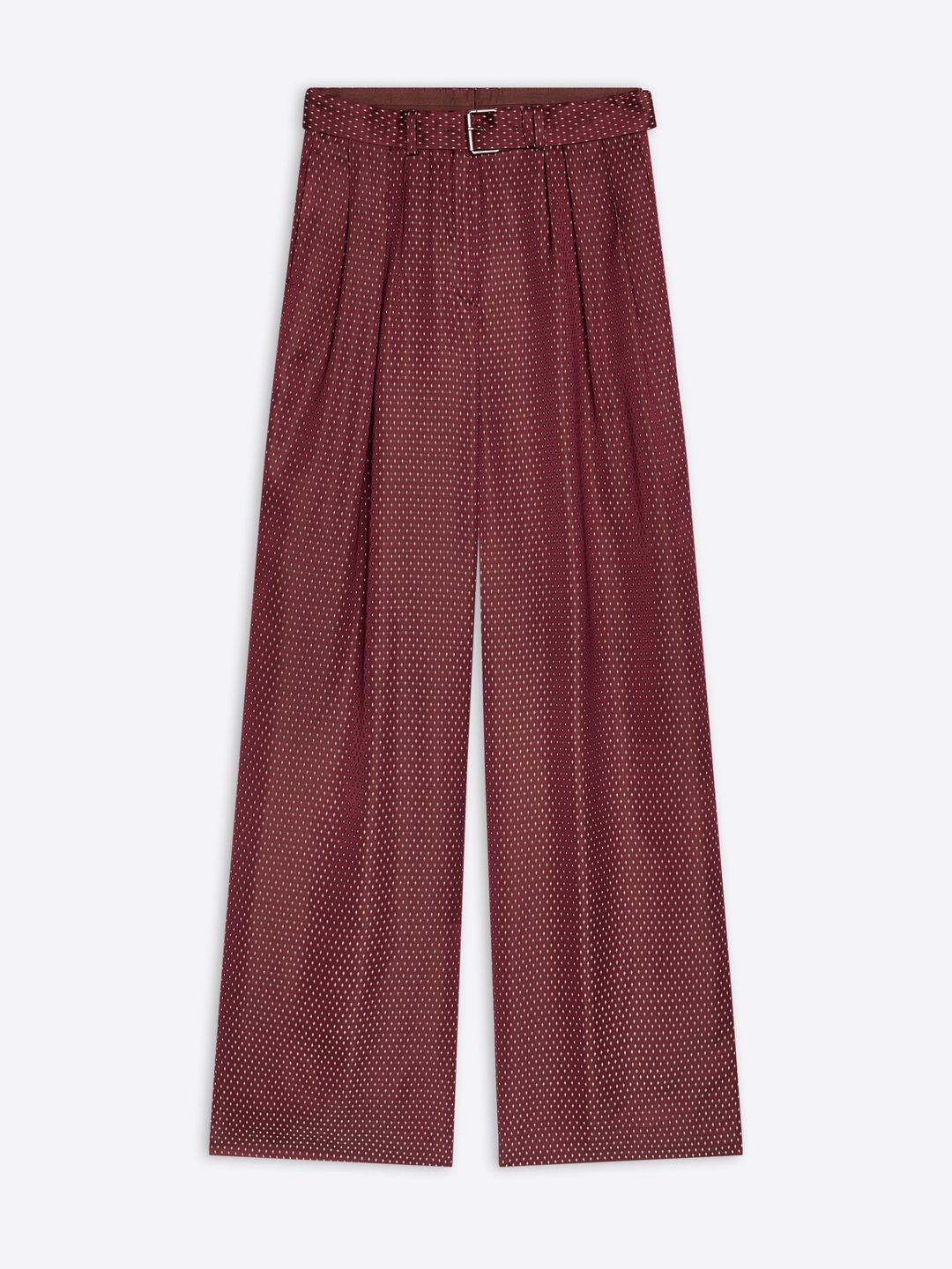 Belted jacquard trousers