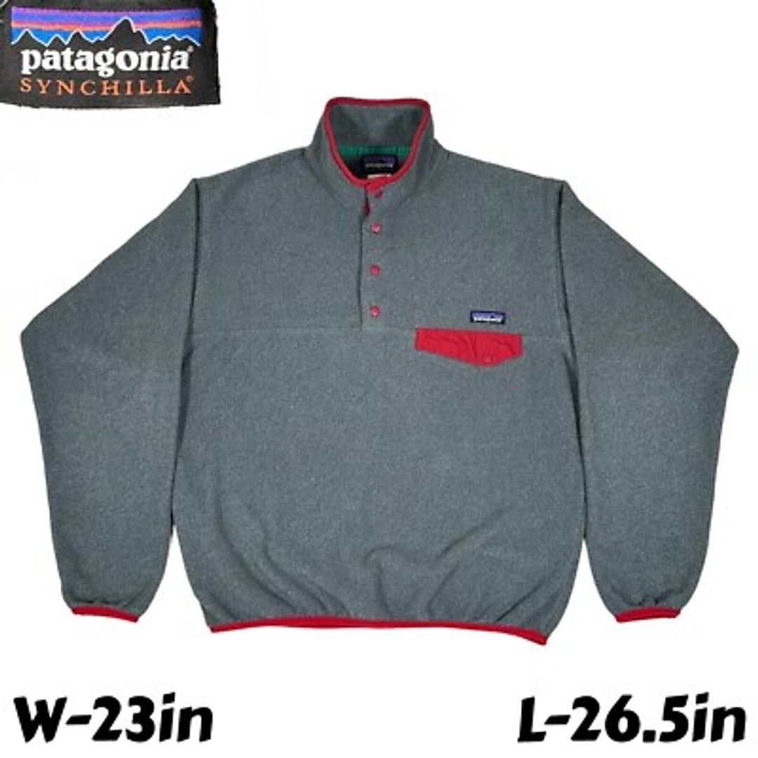 Grey Patagonia Synchilla Fleece Snap Pullover with Red Details (Small) #9