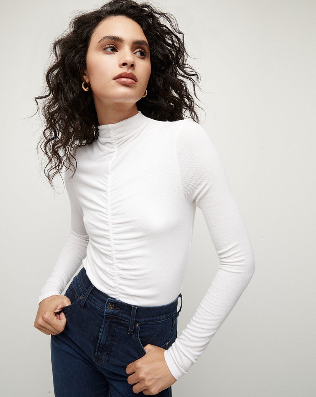 Theresa Ruched Mock Neck Top