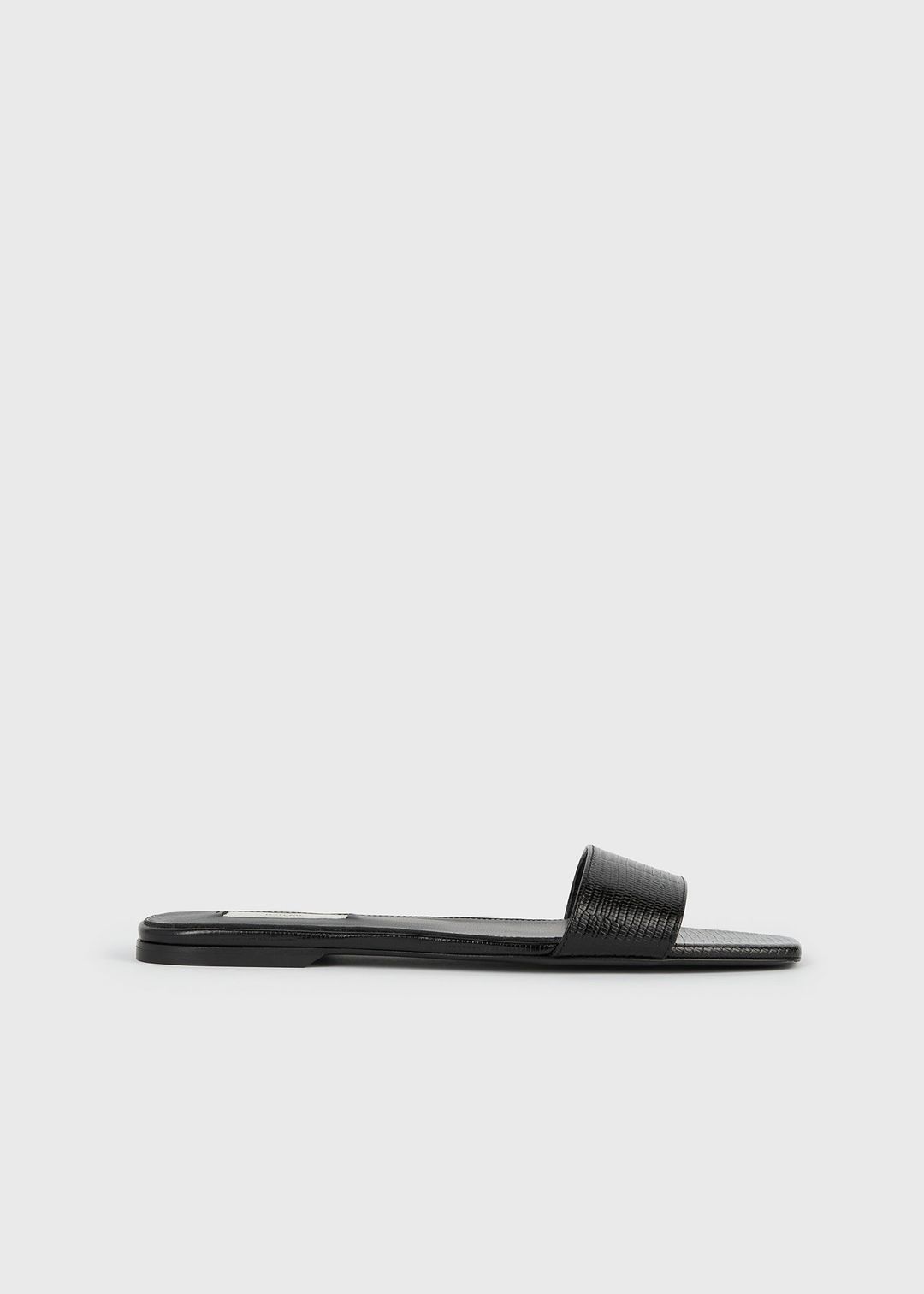 Slim lizard-embossed bandeau slides black