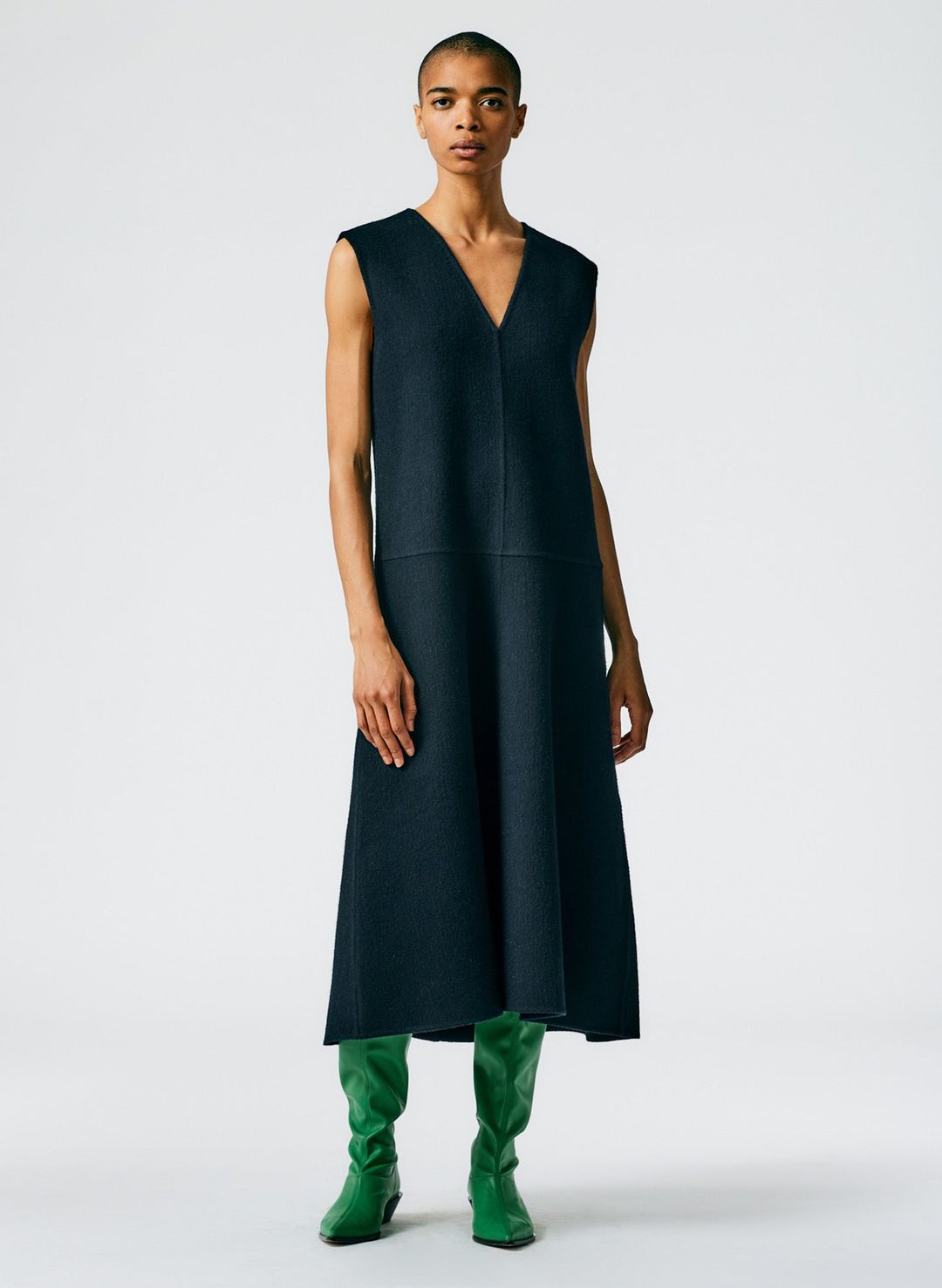Luxe Double Faced Wool Angora V-Neck Dress #9