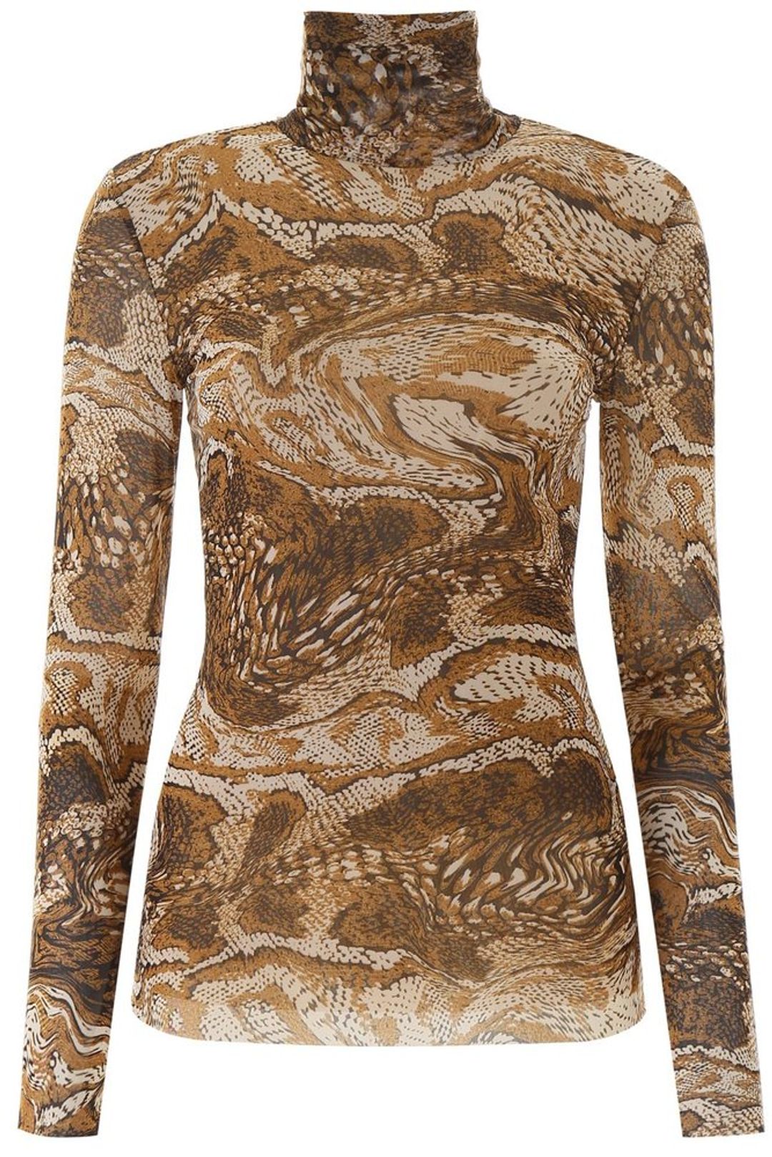Printed Mesh Roll-Neck Top