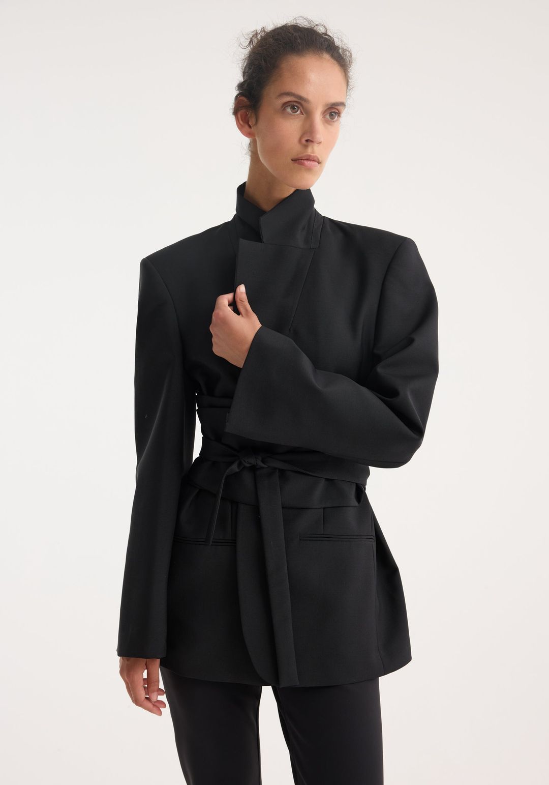 Kimono belted blazer | black