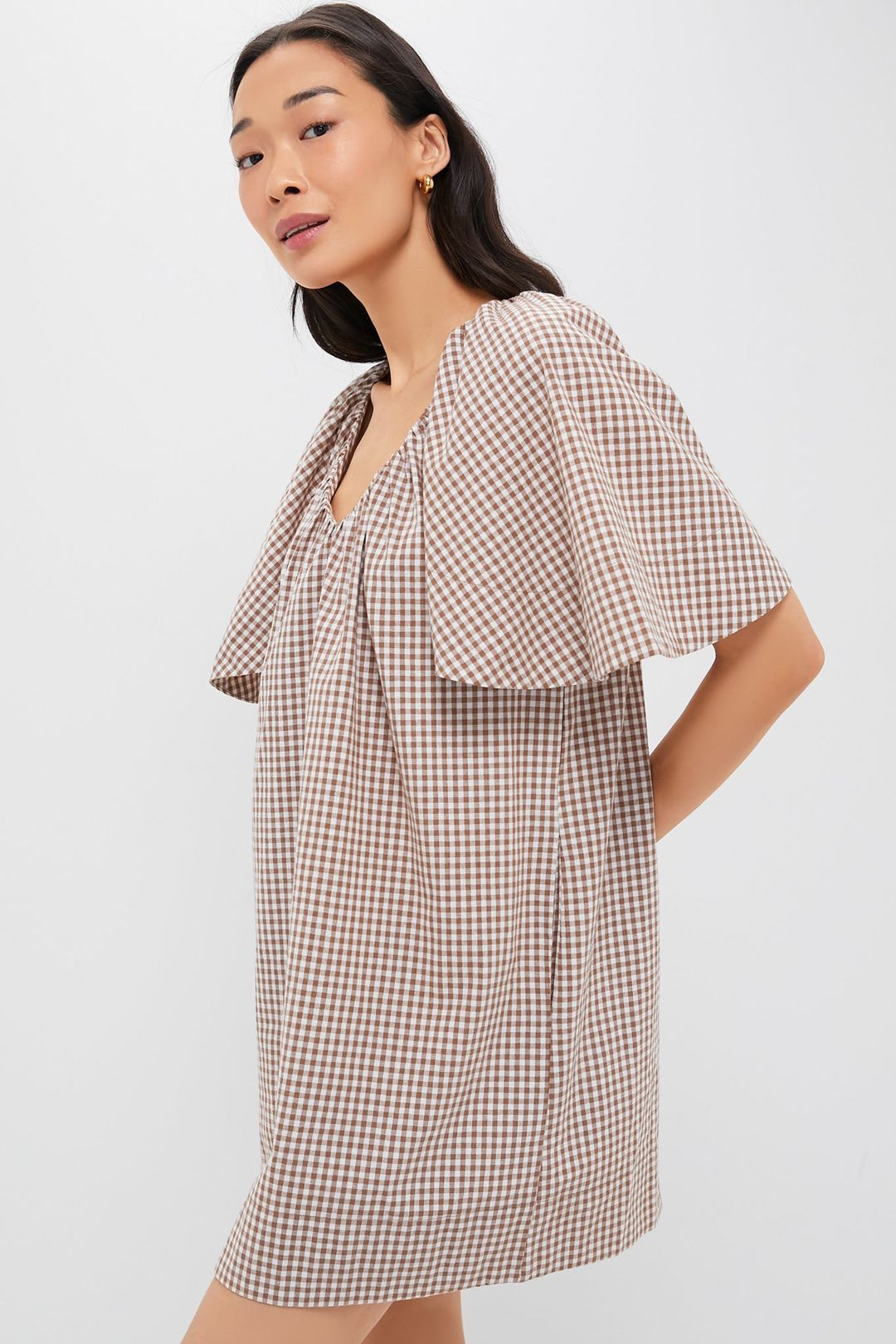 Mocha Cotton Gingham Finn Dress #4