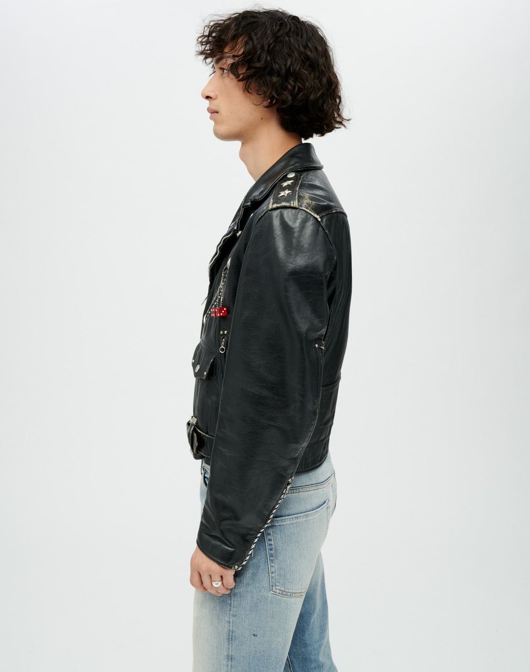 Upcycled Leather Biker Jacket - Black Cheetah #9