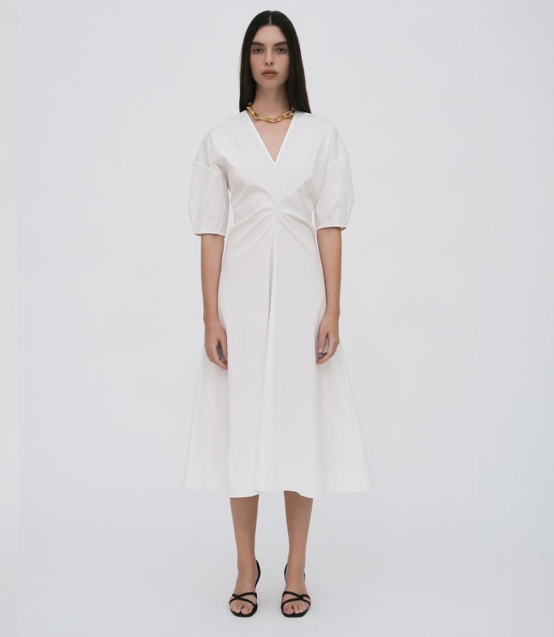 TORQUED SHORT SLEEVE DRESS