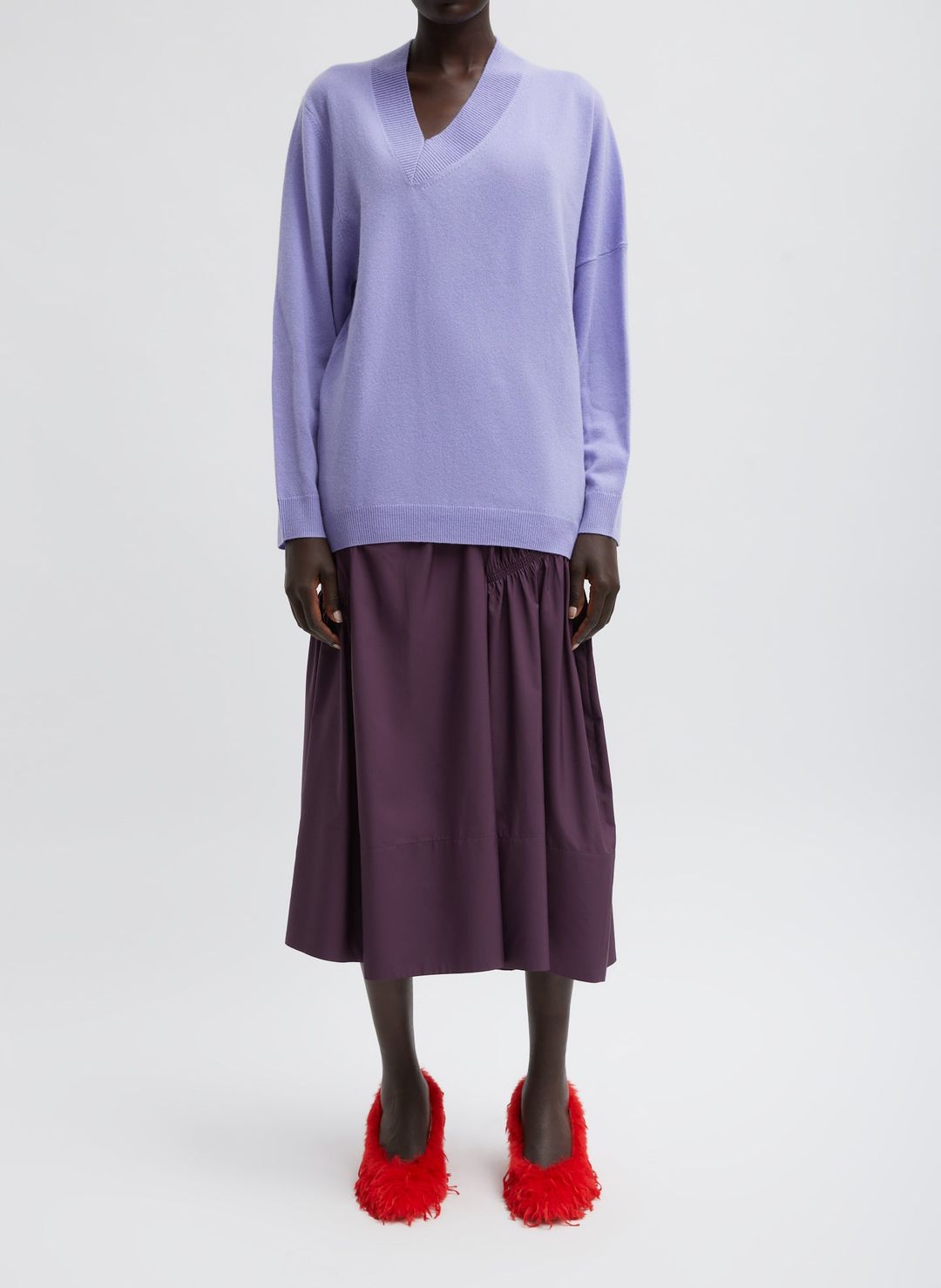 Shirred Nylon Paneled Skirt