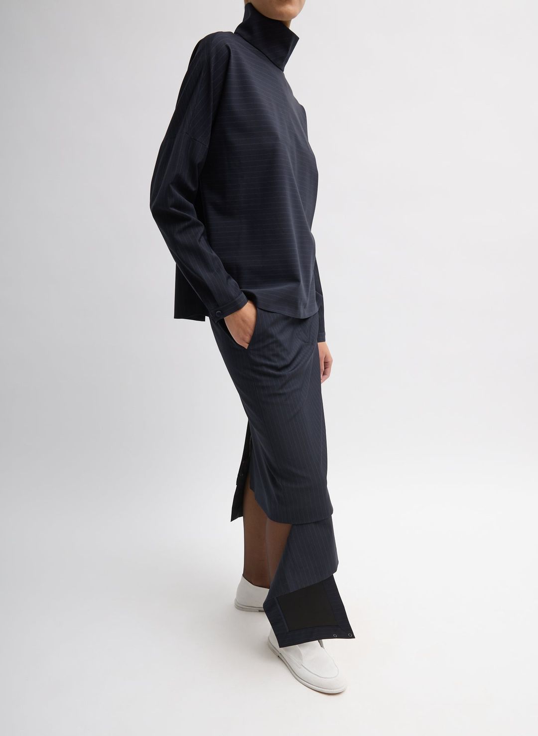Mier Pinstripe Convertible Skirt #8