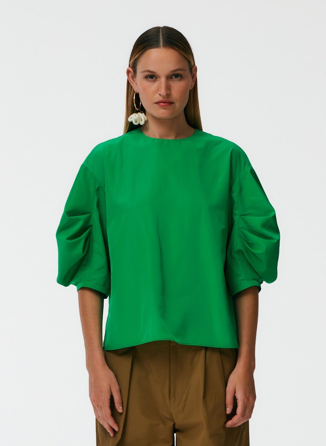 Italian Sporty Nylon Pleat Sleeve Top #3