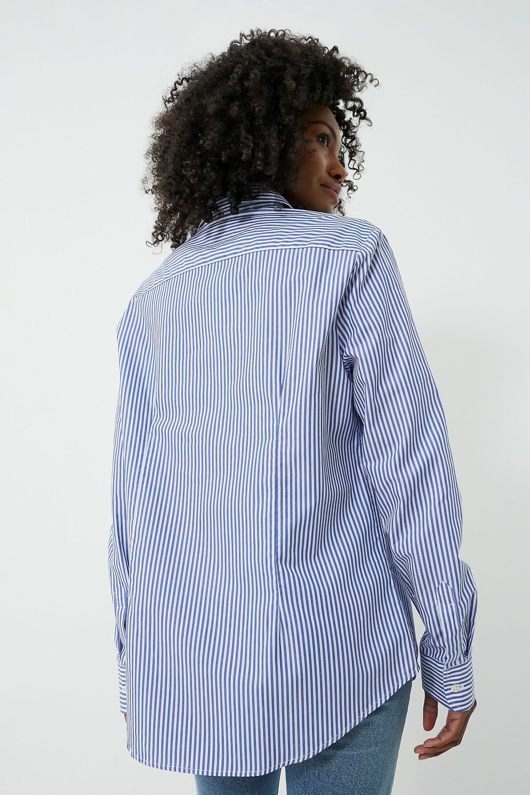 Blue and White Stripe Boyfriend Shirt #4