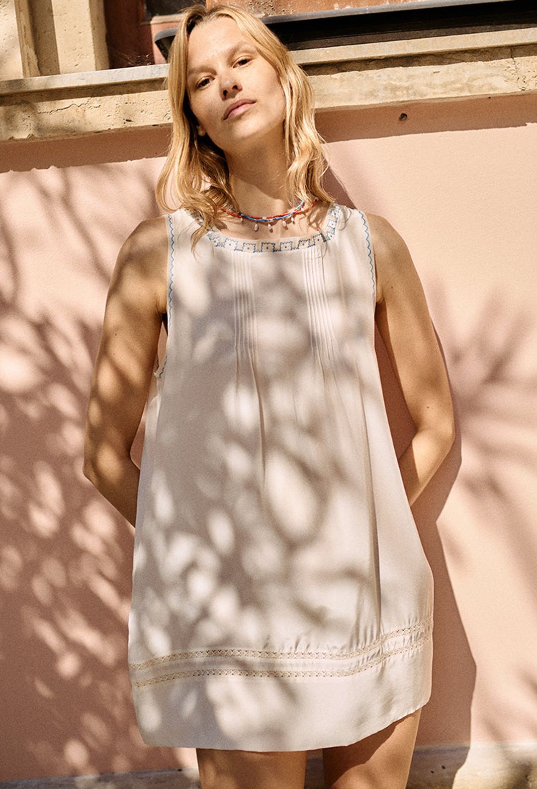 Pavo Embroidered Ivory Silk Dress #6