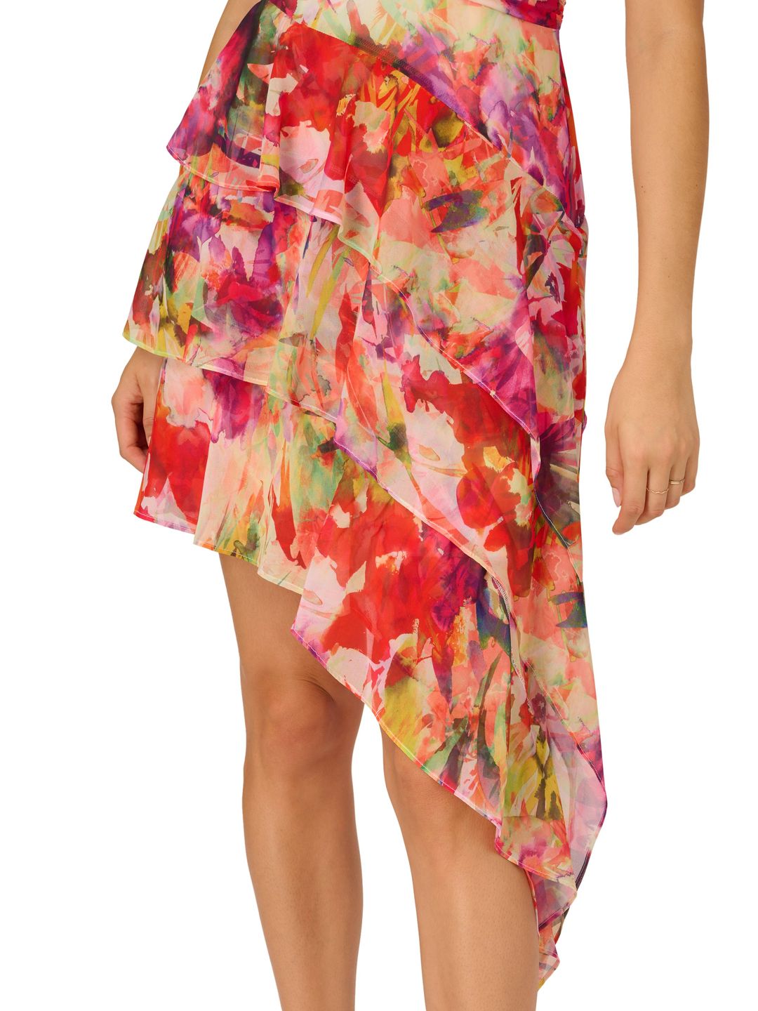 Liv Foster Liv Foster Printed Chiffon Asymmetrical Dress In Pink Multi #7