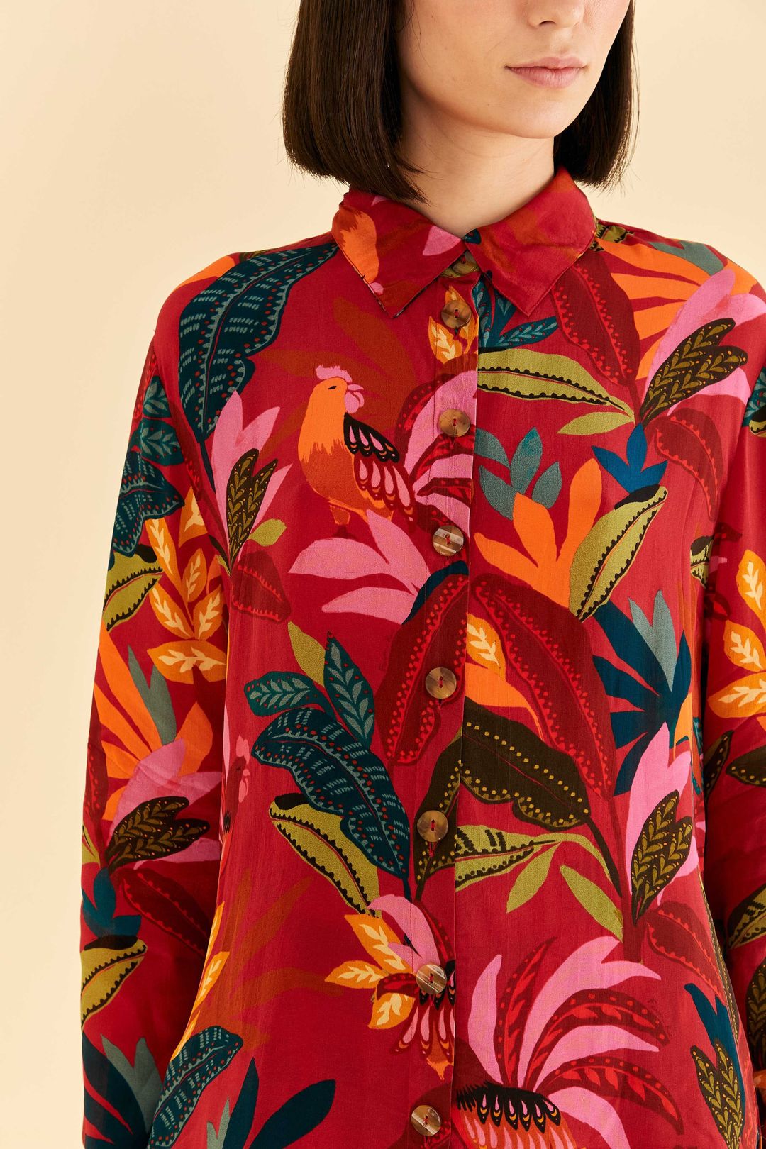 Red Rooster Leaves Long Sleeve Shirt #3