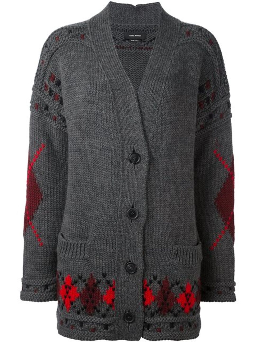 Woman Geena Oversized Argyle Wool And Alpaca-blend Cardigan Gray In Grey #8