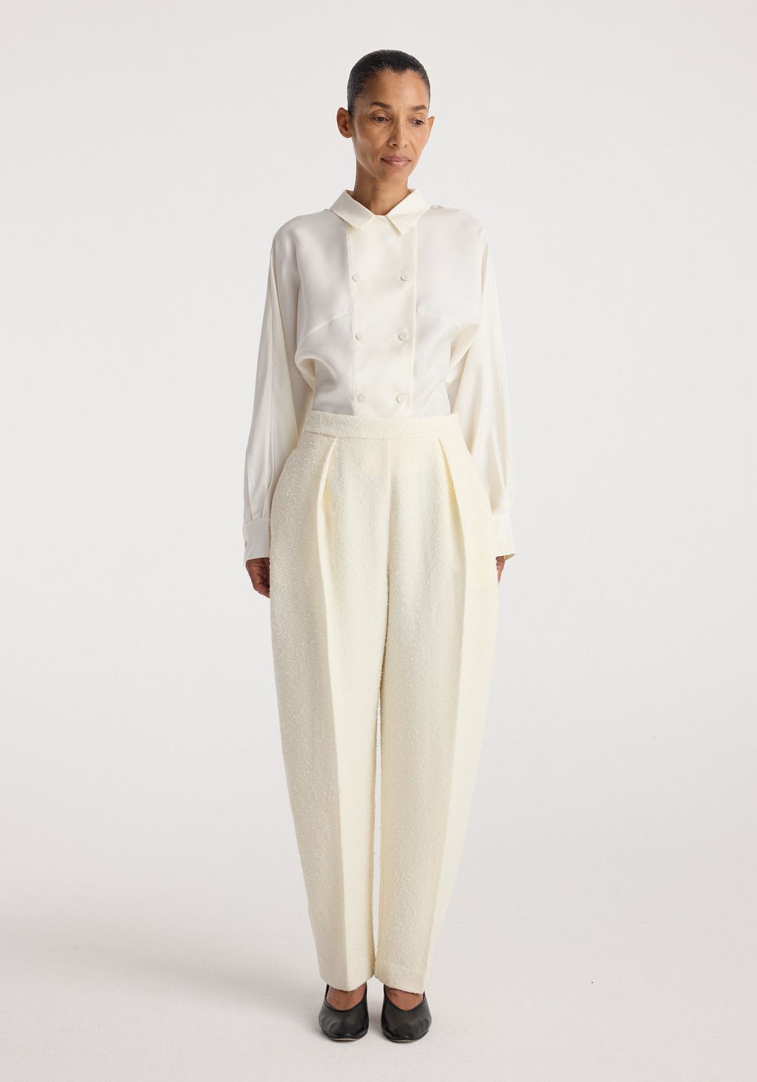 Puck - Sculptural bouclé tailored trousers | cream