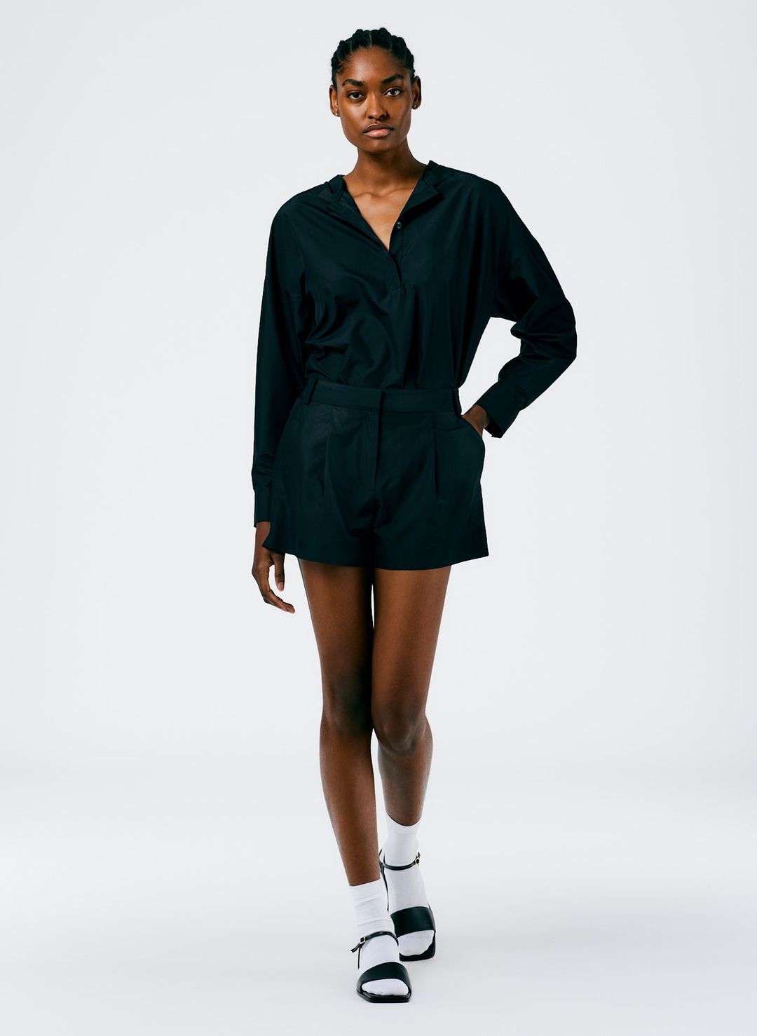 Italian Sporty Nylon Pleated Short