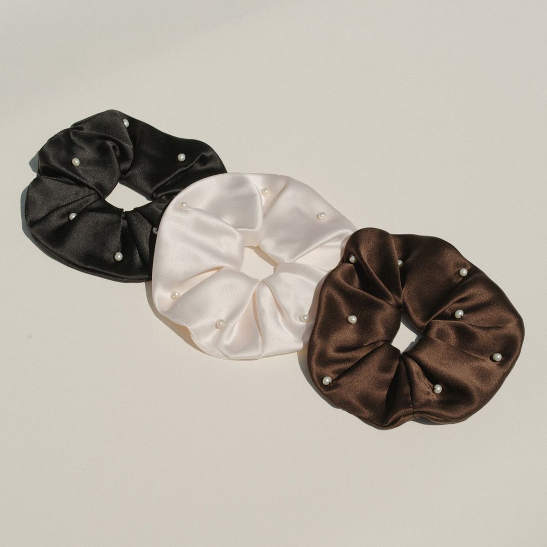 Pearl Satin Scrunchie