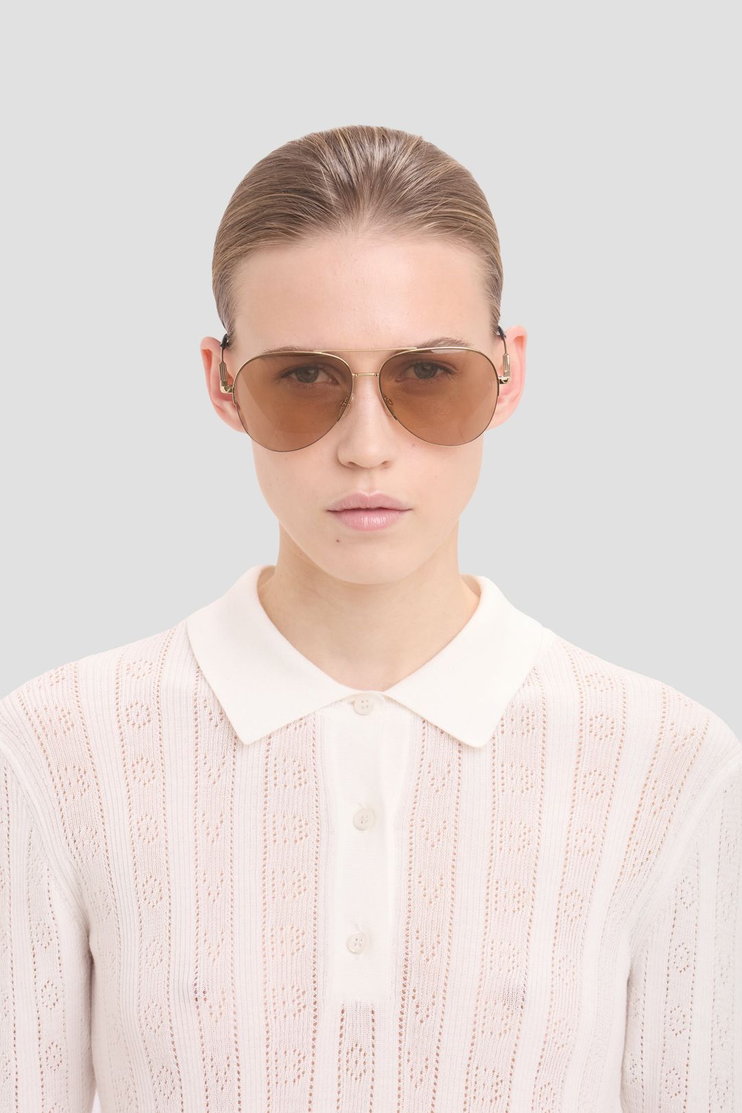 Metal Pilot Sunglass In Gold Blue