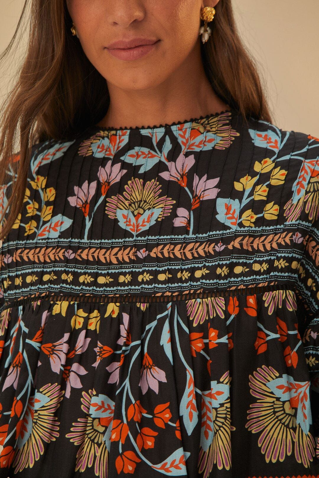 Black Flowery Ruffle Blouse #3