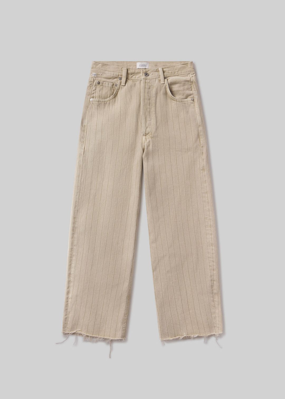 Ayla Raw Hem Crop in Natural Stripe #6